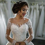 Wedding Dress 2026 Bridal Round-Neck Long-Sleeved Wedding Dress Ebay Lace Bride Tail Wedding Dress HZ0517