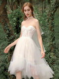 French Bra Light Wedding Dress Senior Sense Of The Yarn Dress Skirt Short On The Chest After The Long Lawn White Certificate HZ0517
