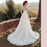 New Eaby Hot Lace Paste Sticker Deep V Collar Transparent Long-Sleeved Dress Wedding Dress Summer HZ0517