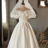 French Small Retro Sedley Light Wedding Dress Bride Toasting At The Escape Of The Princess Birthday Dress White Woman HZ0517