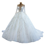 Long-Sleeved Classic Wedding Dress 2026 New Bride Wedding Yarn Spring Temperament Tailing Ceremony Dress HZ0517
