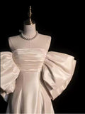 White-Word Shoulder Wedding Dress 2026 Korean Elegant Bow Greet The Bride's Shalin Small Tail HZ0517