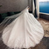 Large-Size Wedding Dress 2026 New Long Tail Mid-Rise Dream Long-Sleeved Wedding Dress Overseas Warehouse HZ0517