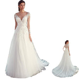 French Light Wedding Dress 2026 New Bride Simple Atmospheric Lace Bride Showing Thin Long Sleeve Tail Wedding Dress Spring HZ0517