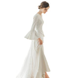 Horn Sleeve Light Wedding 2026 New Long Simple Bride French Simplicity Wedding Dress Evening Dress HZ0517