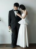 French Brated Light Wedding Dress Bridal High-End Simple Densate Certificate Registration Small White Dress Engagement White Dress HZ0517