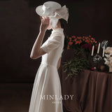 French Linden Light Wedding Dress Court Style New Toasting Bridal Retro Dress Wedding Dress Yarn HZ0517