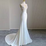 French Lace Fishtail Wedding Dress With Retro Court Style Temperament Out Of Yarn And Density Dress Summer HZ0517
