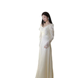Japan And South Korea's New Light Wedding Dress With A Long-Sleeved Senior Light Luxury Small Welcome Dress HZ0517
