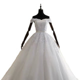 Bride One-Word Shoulder Main Wedding Dress 2025 New Large-Size White Thin Wedding Dress Wedding Dress HZ0517