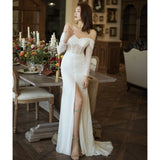 One-Word Shoulder Light Wedding Dress 2026 New Thin Fish Tail Bridal Temperament Host Banquet Small Tail Dress Female Spring HZ0517