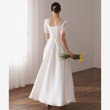 French Light Wedding Dress 2026 New Density Simple Light Yarn White Dress Dress Welcome Out Of The Yarn HZ0517