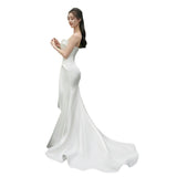 White Densate With Light Wedding Dress Bride High-End Fishtail Welcome Dress Summer Dress Small Tail HZ0517