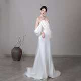Happy Morning Dress Female Bride Engagement Dress French Light Wedding Dress Yarn Chest Toasting Small White Dress HZ0517