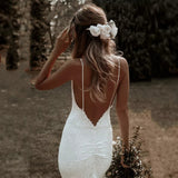 Bohemian Mermaid Wedding Dress 2026 New Italian Fine Shoulder Lace Bare Back Sexy V Lord Wedding Dress HZ0517