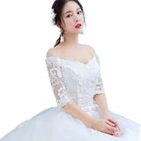 One-Word Shoulder Wedding Dress Bride 2025 New Long-Tailed Dream Princess Korean Long Sleeves Thin Wedding Dress HZ0517