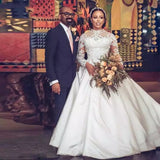 2026 Spring New Meat Color Lace Mesh Wedding Dress African Bride Long-Sleeved Diamond Decorated Big Tail White Wedding Dress HZ0517