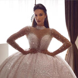New Large-Size Perspective Braid Wedding Dress 2026 New Bead Sleeves Puffy Main Wedding Dress Long Tail HZ0517