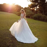 Long-Sleeved Light Wedding Dress 2026 New Bridal Simple Super Fairy Dream Hepburn Bare Back Shot Small Drag Tail Thin HZ0517