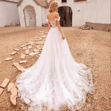 French One-Word Shoulder-Light Wedding Dress 2025 New Bride Simple High-End Sense Of Yarn Femininity Main Wedding Dress HZ0517