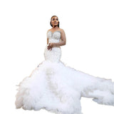 Brasing A Shoulder Wedding Dress Spring New Light Luxury High-End Feeling Wedding Bride Wedding Dress HZ0517