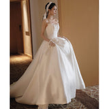 French Brag Main Wedding Dress New Bride Light Luxury Stirry With Super Fairy Simple Heben Thin Yarn Woman HZ0517