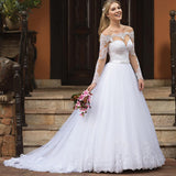 Wedding Dress 2026 Spring Shoulder Sexy Long-Sleeved Lace Tail Wedding Dress HZ0517
