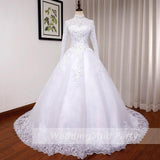 Korean-Style Vertiny Light Wedding Dress Bride With A Word Shoulder Long Sleeves Thin New Main Yarn Simple Retro Tailed Dress HZ0517