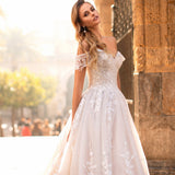 One-Word Shoulder Wedding Dress 2026 New Temperament Bride Starry Sky Small Tailingsen Body Lace Lightly Simple HZ0517