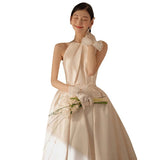 French Light Wedding Dress Simple New Bride High-End Feeld With The Densified Neck Out Of The Dress Temperament Welcome Main Yarn Tail HZ0517