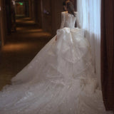 Long-Sleeved Wedding Dress 2025 New Main Yarn Dress Pregnant Women's High-Quality Heavyweight French-Style Small Size HZ0517