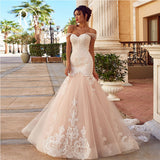 Fairy Tulle Wedding Dress Mermaid Wedding Dress Sexy Sweet Heart Out Shoulder With Sexy Bareback Dress Dress HZ0517