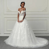 New Wedding Dress African Bride Shoulder Beads Tug Tail With High-Waisted Temperament Elegant Dress HZ0517