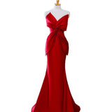 Broom Atmospheric Red Fishtail Evening Dress Banquet To Host The Annual Meeting Of The Bride Wedding Toasting HZ0517