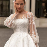 2026 New Wedding Dress French Lace Long Sleeve Ebay High Sense Court Style Tail Simple Temperament Bridal Yarn HZ0517