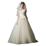 2026 New Simple Light Wedding Dress Pregnant Women High Waist Thin Bows Together To Go Out Yarn Noodle Wedding Dress Size Fairy HZ0517
