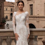 2026 Summer New Wedding Dress Sexy Lace Long Sleeve Dress Evening Dress HZ0517