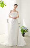 New French Travel Shot Shoulder Eogen's Simple And Elegant Bridal Fishtail Wedding Dress Linen Light Yarn HZ0517