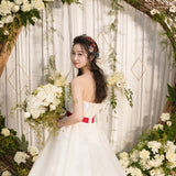 2026 New Breast-Shape Thin And Light Wedding Dress Pregnant Women High-Waisted Bride Go Out To The Bow Sweet HZ0517