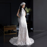 French Light Wedding Dress Bridal Feeling SmallÖÚ Sensian Retro Hanging Neck Yarn Super Fairy Fishtail Lace Dress Dress HZ0517