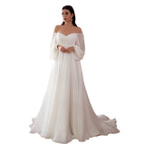 2026 Wedding Dress Women's Ebay New One-Word Collar Dress Body Solid Color Long Dress HZ0517