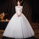 One-Word Shoulder Wedding Dress 2026 New Temperament Bride Simple Atmospheric Princess Dress With Thin And Light Wedding Dress HZ0517