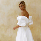 Direct Sales Women's Wear Denoodle Braided Temperament Dress Bubble Cuff Side Open Fork A-Shaped Wedding Dress HZ0517