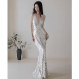 Evening Dress Woman 2026 New High-End Small-Sense Small-In-Skinny Fishtail Engagement Host Wedding Toast HZ0517