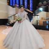 New Wedding Dress 2026 New Diamond Leplace Long Sleeve Wedding Dress Big Tail Wedding Dress Spring HZ0517