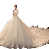 One-Word Shoulder Tail French Main Light Wedding Dress 2026 New Bridal Small Temperament Sen System Super Fairy Dream Simple HZ0517