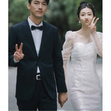 Sen's Light Wedding Dress Bride Simple Super Fairy Outdoor Travel Shooting Lawn Wedding With Long Sleeves Welcome Dress HZ0517