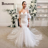 Wedding Dress 2026 Summer New Shoulder Wedding Dress With Water-Soluble Lace Tail Wedding Dress HZ0517