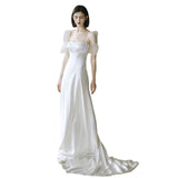 French Light Wedding Dress White Simple Super Fairy Dream Bride Welcome Out Yarn Temperament Tug-Tailed And Fasted-Sin Noodle Dress HZ0517
