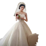 Starry Sky Main Light Wedding Dress 2025 New Temperament Bride Tectoral Family Luxury Tail Simple Temperament HZ0517